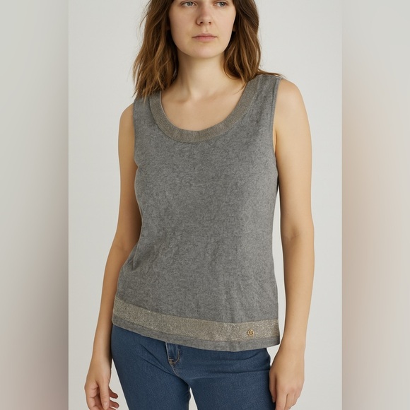 Escada cashmere silk Gray Sleeveless Top size 40 M EUC - Picture 1 of 7